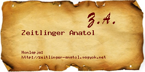 Zeitlinger Anatol névjegykártya